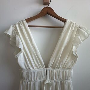 Lulu’s “I'm All Yours” Cream Ruffled Maxi Dress, Size M